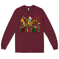 Burgundy I Dig Christmas Long Sleeve Tee - MaliasSmallBusiness