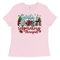 Bubblegum Pink santa s favorite respiratory therapist Ladies Tee - JahusDesignShop