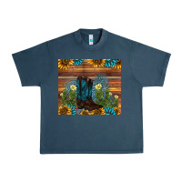 Midnight Navy boot cactus sunflower gemstone Urban Heavy Tee - AdoDesignShop