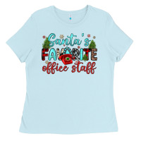 Baby Blue santa s favorite office staff Ladies Tee - JahusDesignShop