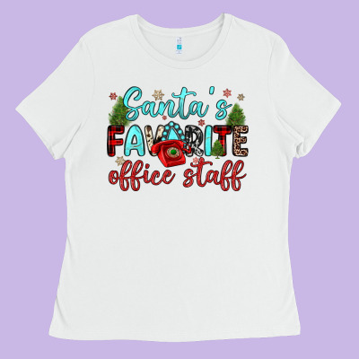 Santa S Favorite Office Staff Ladies Tee Designed By Jahusdesignshop