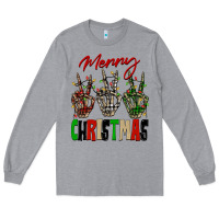 Heather Grey Merry Christmas skeleton hands Long Sleeve Tee - NancyCooperArtShop