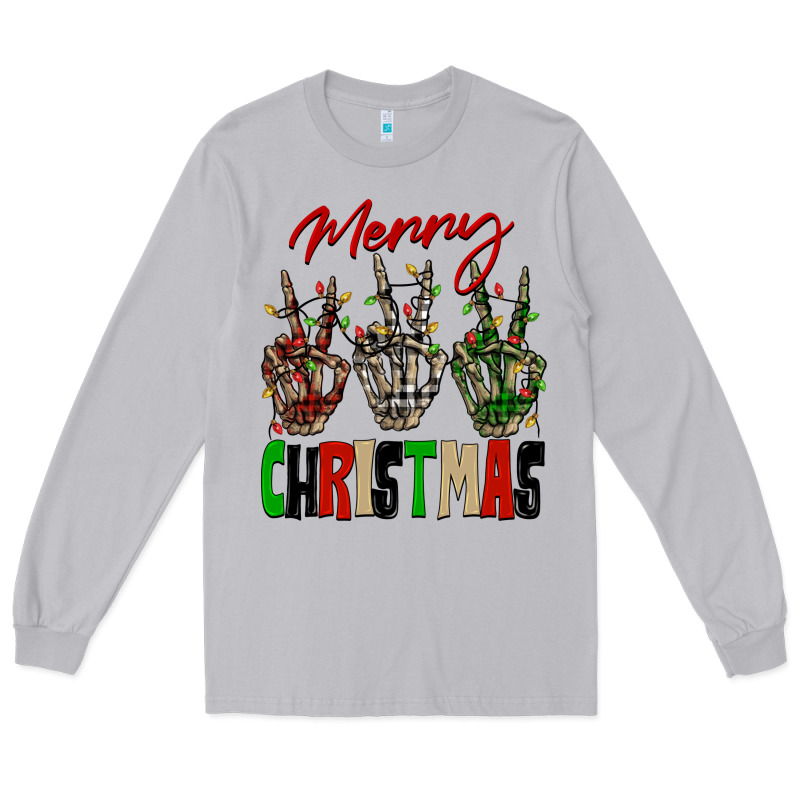 Merry Christmas Skeleton Hands Long Sleeve Tee by NancyCooperArtShop | Teevron