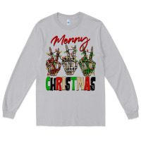 Moon Dust Merry Christmas skeleton hands Long Sleeve Tee - NancyCooperArtShop