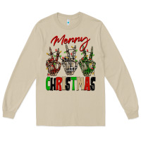 Mushroom Merry Christmas skeleton hands Long Sleeve Tee - NancyCooperArtShop