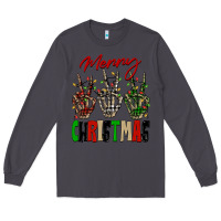 Smoke Merry Christmas skeleton hands Long Sleeve Tee - NancyCooperArtShop