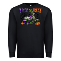 Black trick or treat with monster truck and t rex Premium Sweatshirt - CowGirlArtShop