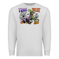 Dove Grey trick or treat with monster truck and t rex Premium Sweatshirt - CowGirlArtShop