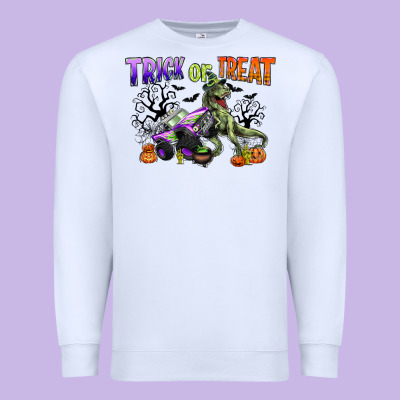 Trick Or Treat With Monster Truck And T Rex Premium Sweatshirt Designed By Cowgirlartshop