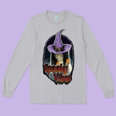 Spooky Vibes Long Sleeve Tee Designed By Jahusdesignshop