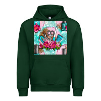 Forest Green nail tools and polish with flowers and tooled leather seamless pattern Urban Hoodie - BundleAndBundleShop