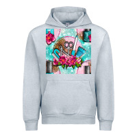 Heather Grey nail tools and polish with flowers and tooled leather seamless pattern Urban Hoodie - BundleAndBundleShop