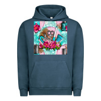 Pigment Midnight Navy nail tools and polish with flowers and tooled leather seamless pattern Urban Hoodie - BundleAndBundleShop