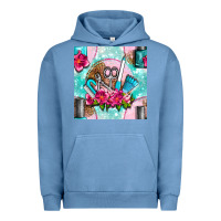 Pigment Pebble Blue nail tools and polish with flowers and tooled leather seamless pattern Urban Hoodie - BundleAndBundleShop