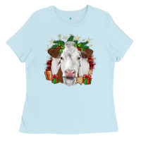 Baby Blue christmas simmental Ladies Tee - JahusDesignShop