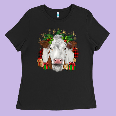 Christmas Simmental Ladies Tee Designed By Jahusdesignshop