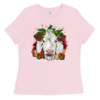 Bubblegum Pink christmas simmental Ladies Tee - JahusDesignShop