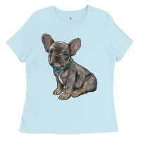 Baby Blue french bulldog Ladies Tee - RanaPortraitStore