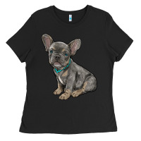 Black french bulldog Ladies Tee - RanaPortraitStore