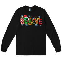 Black Christmas Believe Long Sleeve Tee - MaliasSmallBusiness