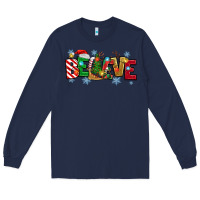 Navy Christmas Believe Long Sleeve Tee - MaliasSmallBusiness