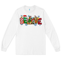 White Christmas Believe Long Sleeve Tee - MaliasSmallBusiness