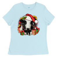Baby Blue christmas holstein Ladies Tee - JahusDesignShop
