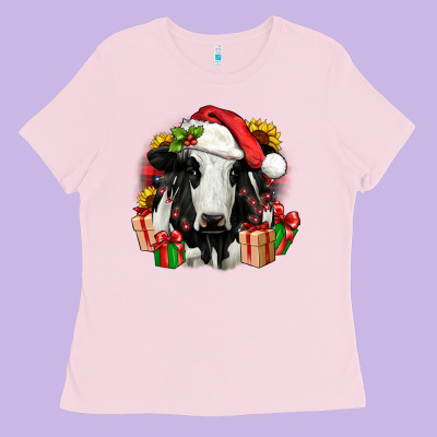 Christmas Holstein Ladies Tee Designed By Jahusdesignshop
