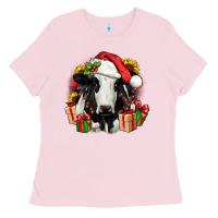 Bubblegum Pink christmas holstein Ladies Tee - JahusDesignShop