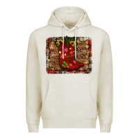 Oatmeal Heather cowboy boots christmas Premium Hoodie - JahusDesignShop
