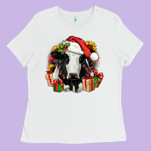 Christmas Holstein Ladies Tee Designed By Jahusdesignshop