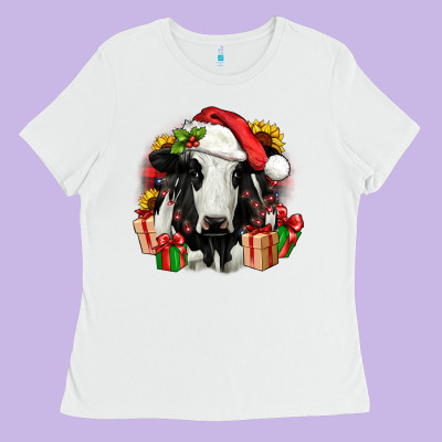 Christmas Holstein Ladies Tee Designed By Jahusdesignshop