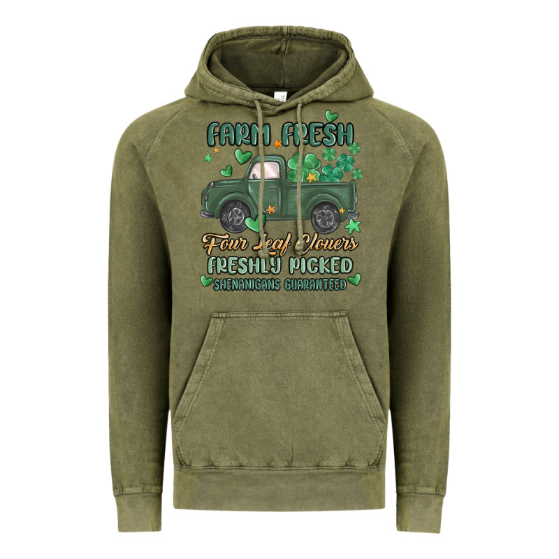 Farm Fresh Four Leaf Clovers Vintage Hoodie by MaliasSmallBusiness | Teevron