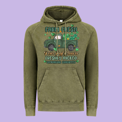 Farm Fresh Four Leaf Clovers Vintage Hoodie Designed By Maliassmallbusiness