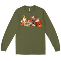 Army Green Fall Gnome Coffee Cups Long Sleeve Tee - MaliasSmallBusiness