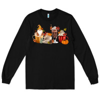 Black Fall Gnome Coffee Cups Long Sleeve Tee - MaliasSmallBusiness