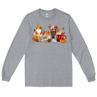 Heather Grey Fall Gnome Coffee Cups Long Sleeve Tee - MaliasSmallBusiness
