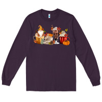 Plum Fall Gnome Coffee Cups Long Sleeve Tee - MaliasSmallBusiness