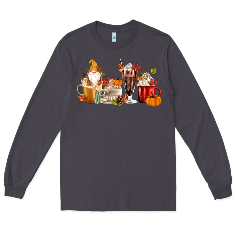 Fall Gnome Coffee Cups Long Sleeve Tee by MaliasSmallBusiness | Teevron