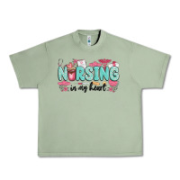 Oil Green nursing in my heart Urban Heavy Tee - MaliasSmallBusiness