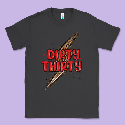 Dirty Thirty Lightning Bolt Classic Tee Designed By Maliassmallbusiness