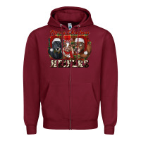 Burgundy Merry Christmas Zipper Hoodie - RanaPortraitStore