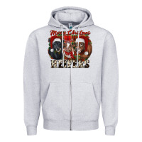 Heather Grey Merry Christmas Zipper Hoodie - RanaPortraitStore