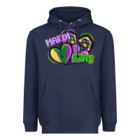 Navy mardi gras heart Heavyweight Hoodie - CowGirlArtShop