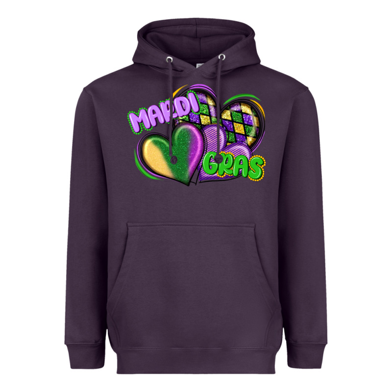 Mardi Gras Heart Heavyweight Hoodie by CowGirlArtShop | Teevron