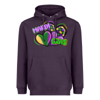 Plum mardi gras heart Heavyweight Hoodie - CowGirlArtShop