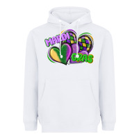 White mardi gras heart Heavyweight Hoodie - CowGirlArtShop