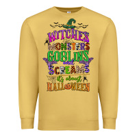 Antique Gold witches monsters goblins and screams its almost halloween Premium Sweatshirt - CowGirlArtShop