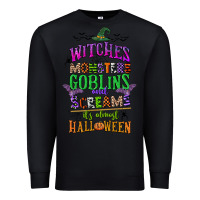 Black witches monsters goblins and screams its almost halloween Premium Sweatshirt - CowGirlArtShop