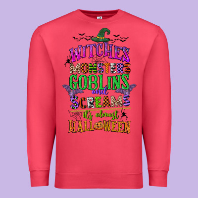Witches Monsters Goblins And Screams Its Almost Halloween Premium Sweatshirt Designed By Cowgirlartshop